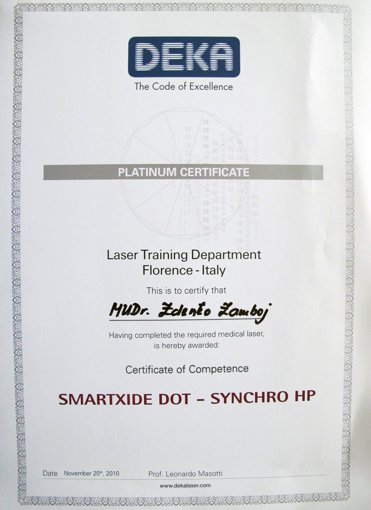 Certifikát Laser Training