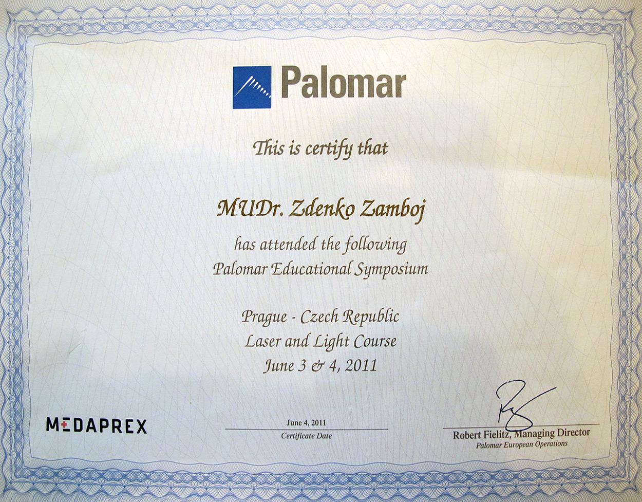Certifikát Palomar Symposium